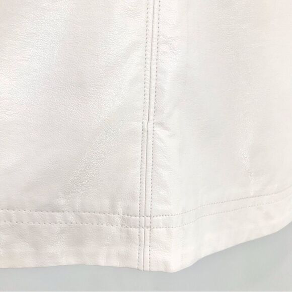 SOLD Ann Taylor White Faux Leather A Line Panel Stitch Midi Skirt NEW - Picture 13 of 15